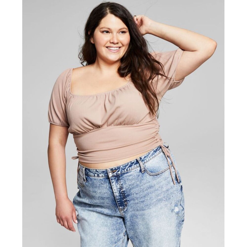 And Now This Now This Trendy Plus Size Puff Sleeve Ruched Top